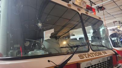 Ellendale fire truck damaged by rocks
