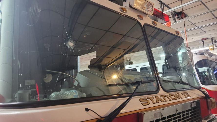 Ellendale fire truck damaged by rocks