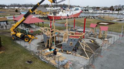 Canalfront Park playground drone view
