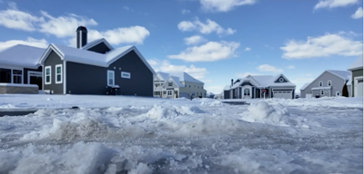 Side streets still layerd with snow and ice