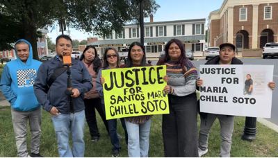 People outside the Georgetown courthouse to show support for Santos Maria Chilel Soto.