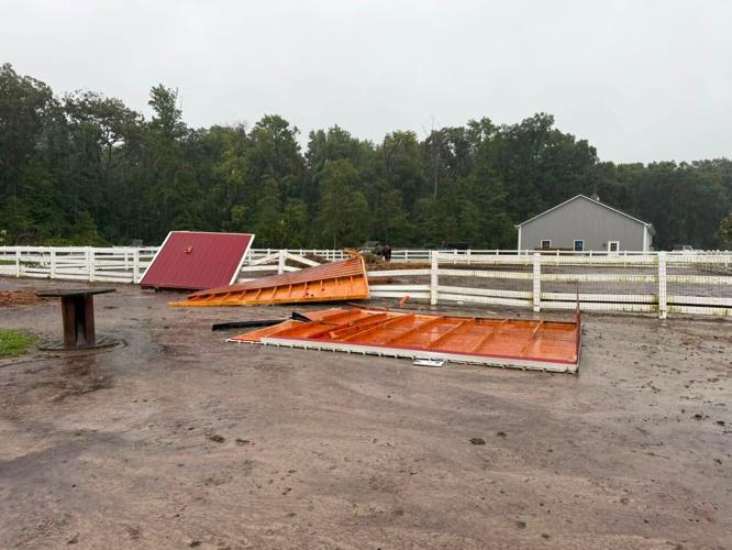 The roof of an animal enclosure on the ground.