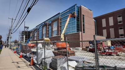 Construction crews working on the Sussex County Family Courthouse in Georgetown