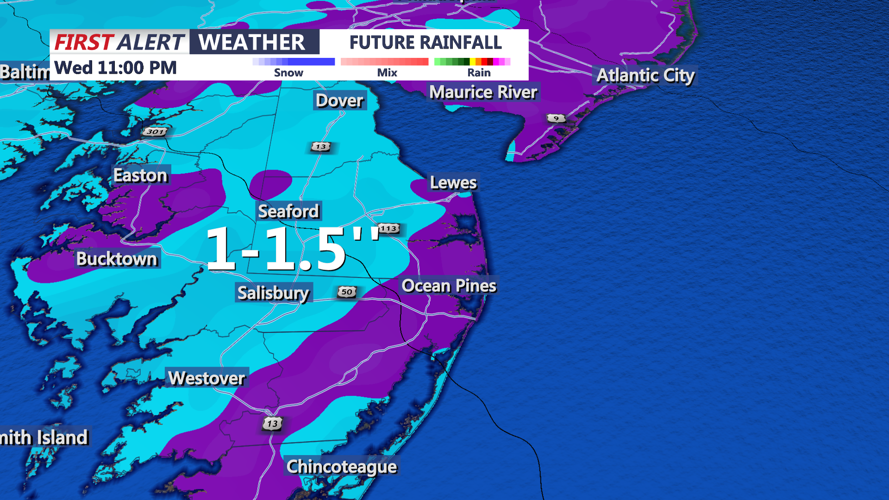 Rainfall totals Tuesday Night-Wednesday