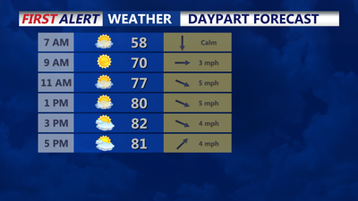 DAYPART HOURLY FORECAST BASED ON INLAND CONDITIONS.