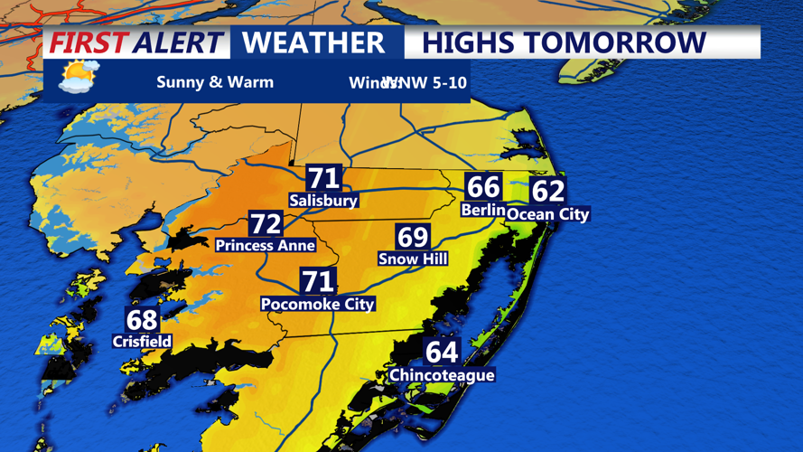 HIGHS TOMORROW OCEAN CITY