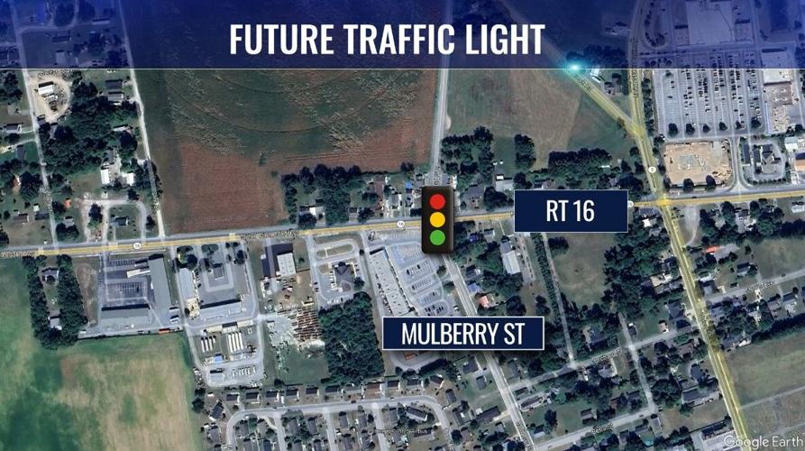 A map of where a future traffic light will go in Milton
