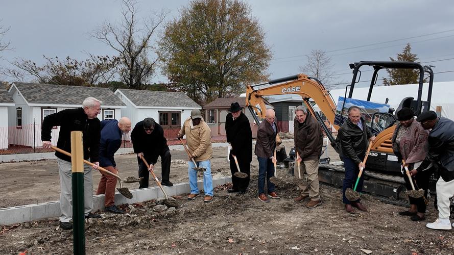 Groundbreaking at Georgetown's Pallet Village for their new community center