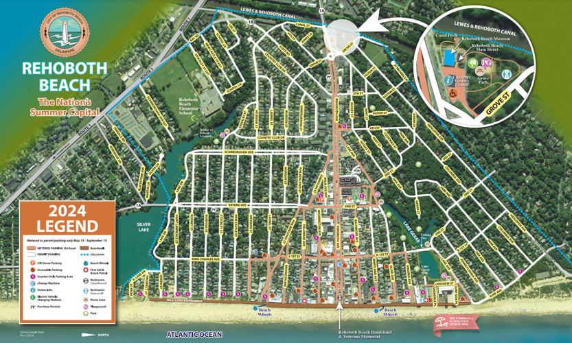 Rehoboth Beach parking map 2024
