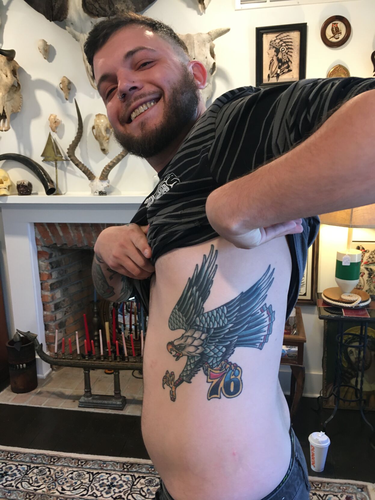 Daniel Desautels, of Dagsboro, shows us his tribute to some of his favorite sports teams. Desautels said he has at least 250 hours worth of tattoos.