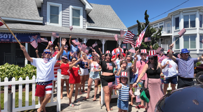 About 60 people organized the unofficial parade for 4th of July.