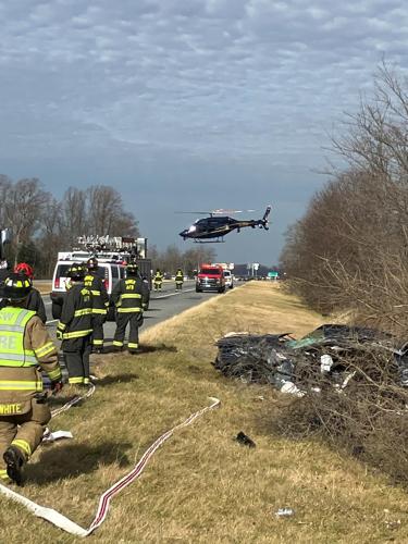 A helicopter was seen overhead at the scene of the crash. Courtesy Magnolia Volunteer Fire Company.