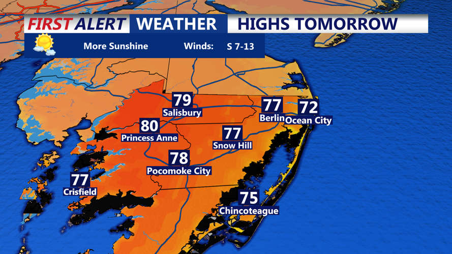 HIGHS TOMORROW OCEAN CITY
