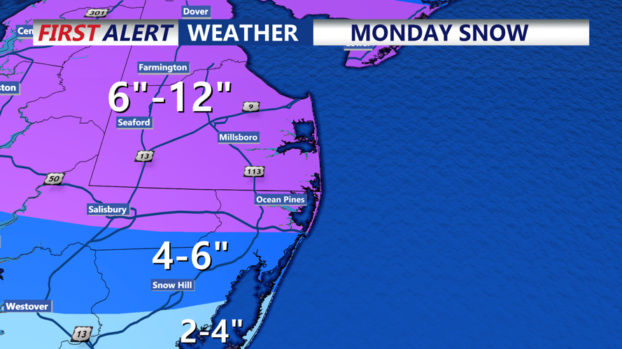Forecasted Snowfall Monday
