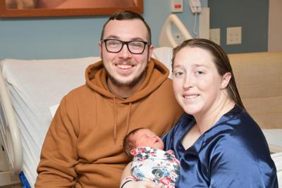 Proud parents Brandon and Shelbi Bosley with baby Charlie Nicole, who was born at 3:23 p.m. on New Year's Day. Courtesy TidalHealth Peninsula Regional.