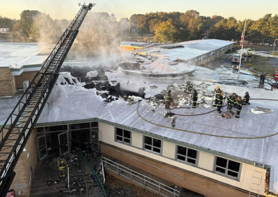 large smoke at an elementary school fire