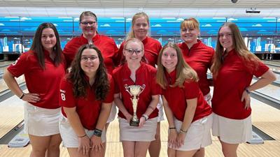 Members of the DSU women's bowling team. Courtesy Delaware State Athletics.