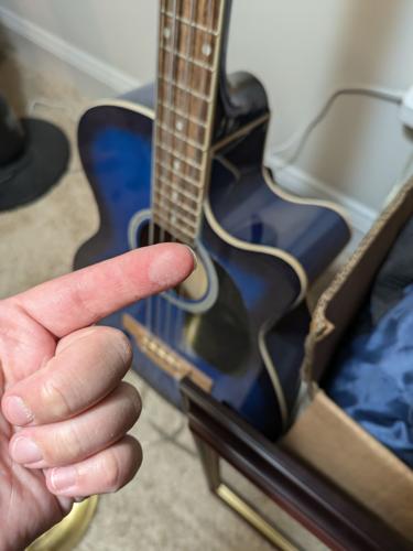 Construction dust on guitar
