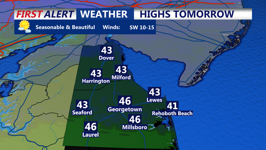 HIGHS TOMORROW SUSSEX COUNTY