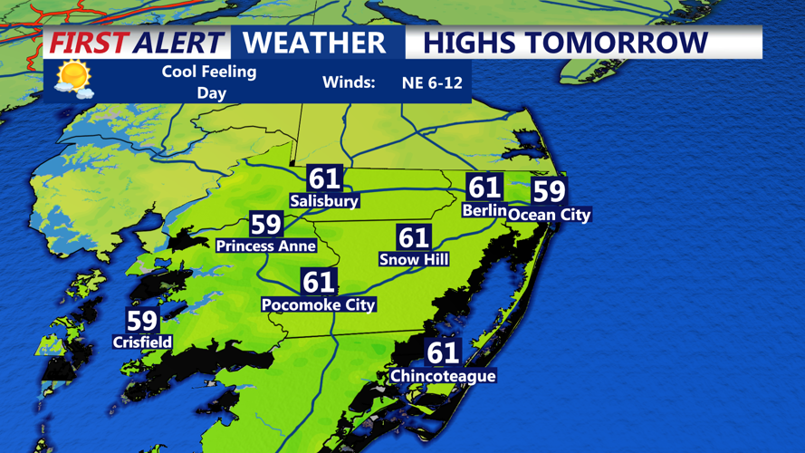 HIGHS TOMORROW OCEAN CITY