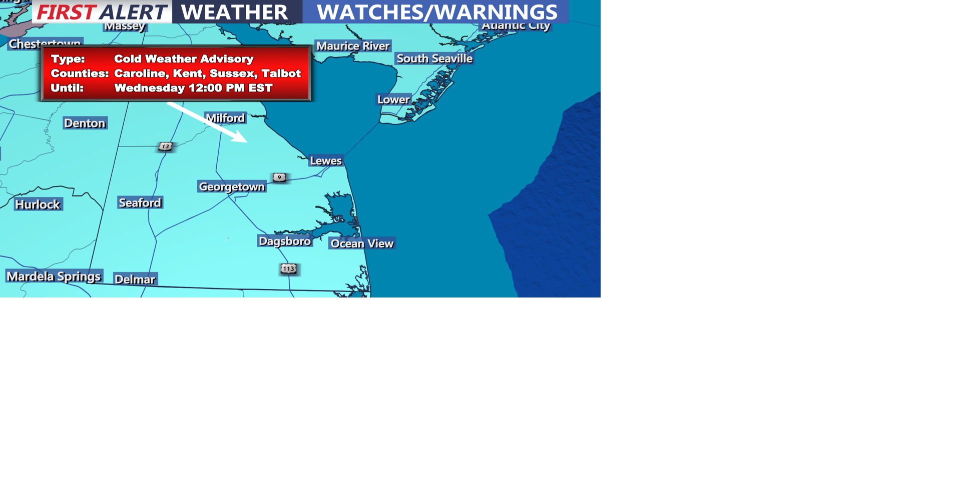 Bitter cold continues on Delmarva through Wednesday, light snow along ...