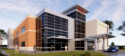 A rendering of a two-story hospital.