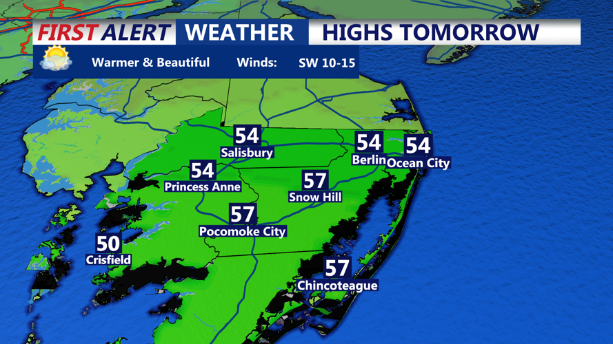 HIGHS TOMORROW - OCEAN CITY