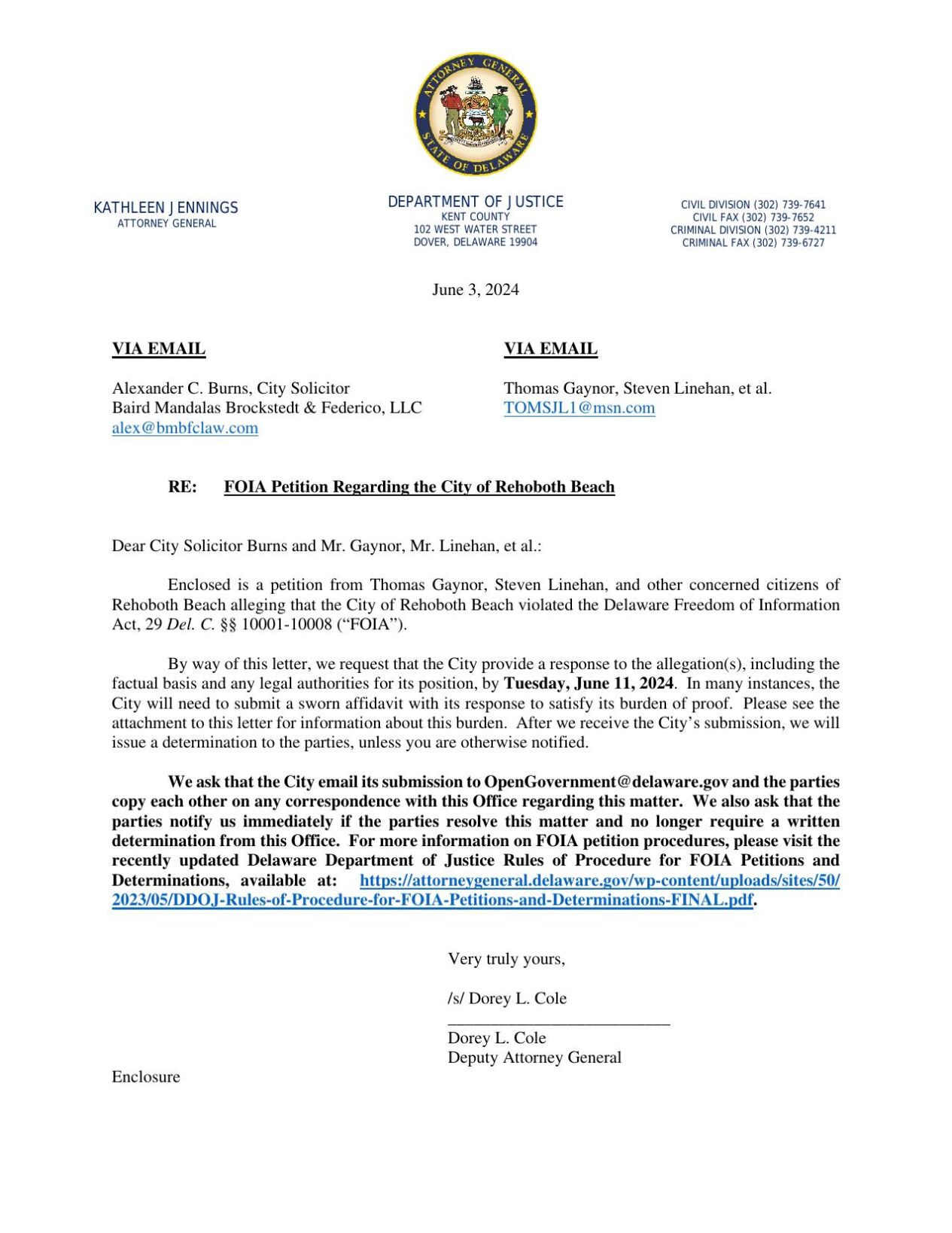 DOJ Response