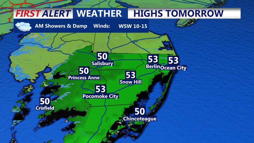 HIGHS TOMORROW OCEAN CITY