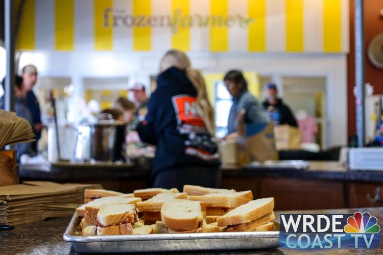 A platter of sandwiches available Saturday when Frozen Farmer turned its facilities into a makeshift soup kitchen to feed those in need and cleanup volunteers.