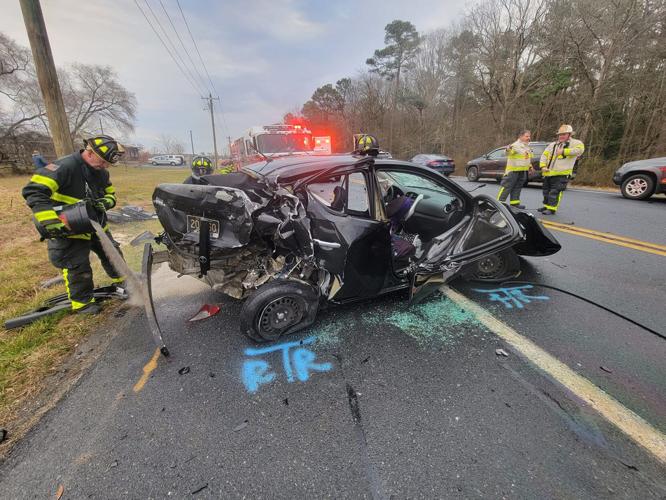 The Nissan Versa after the crash. Courtesy Millsboro Fire Company.