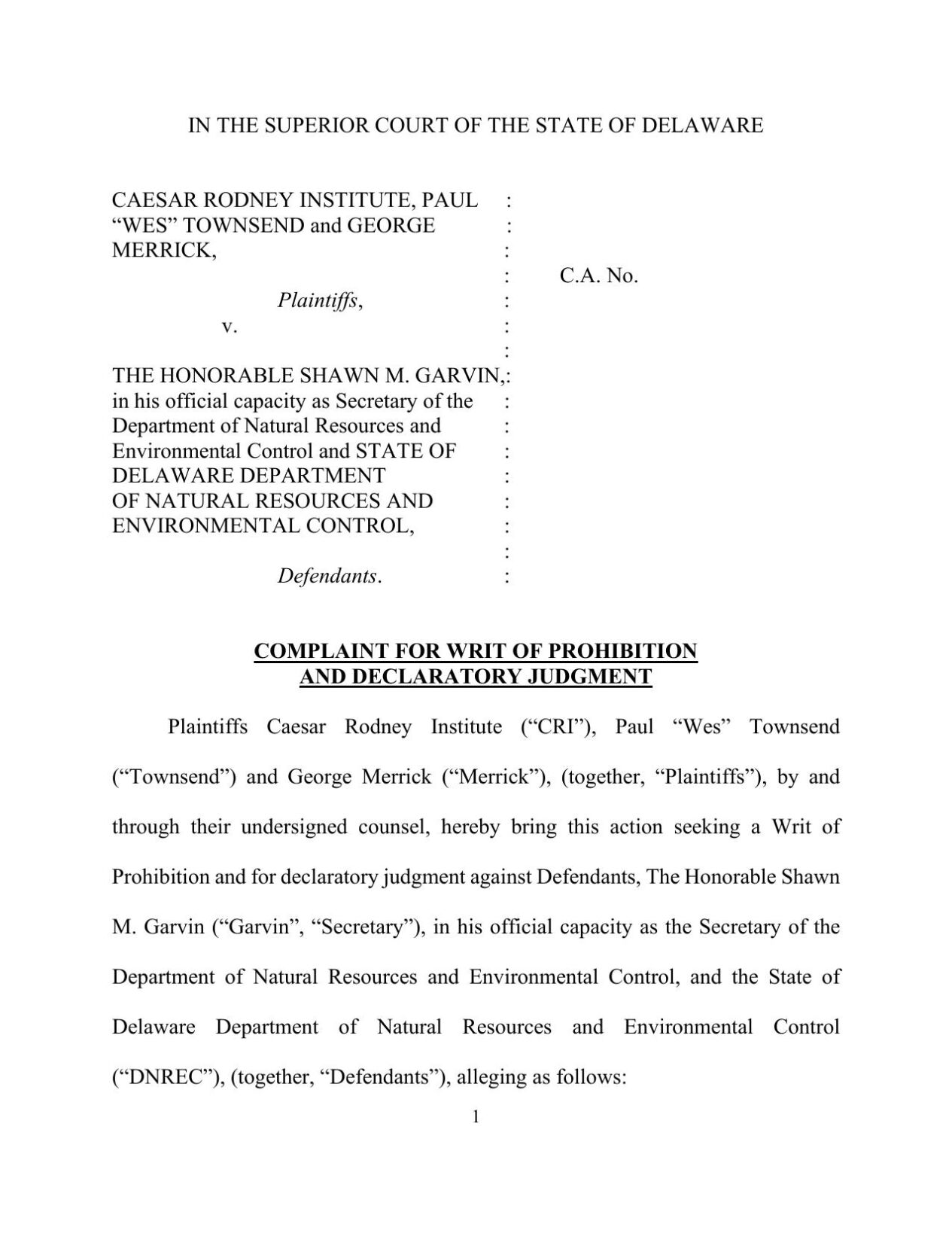 Complaint Against DNREC