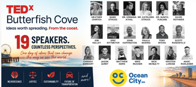 A poster for the first TedX event in Ocean City.