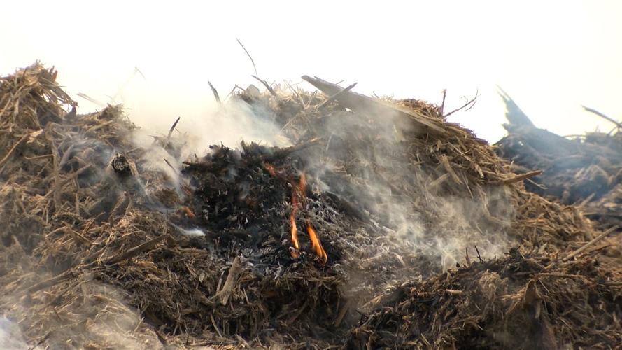 Burning mulch in Lincoln