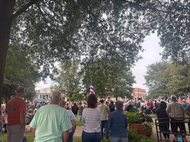 Hundreds gather at a vigil for Charlie Kirk.