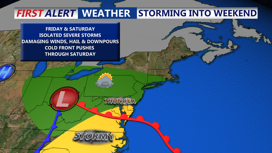 STORMS INTO WEEKEND SURFACE MAP