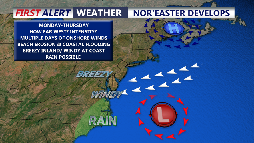 Image shows a developing nor'easter next week. 