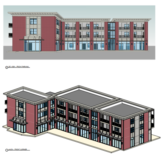 proposed mixed use building in downtown milton