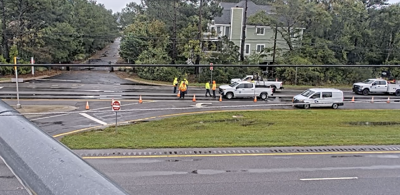 DelDOT workers keeping Route One closed due to flooding.