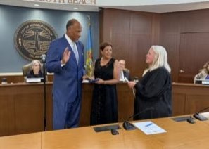 Barry Caldwell sworn in. During Friday's city meeting.