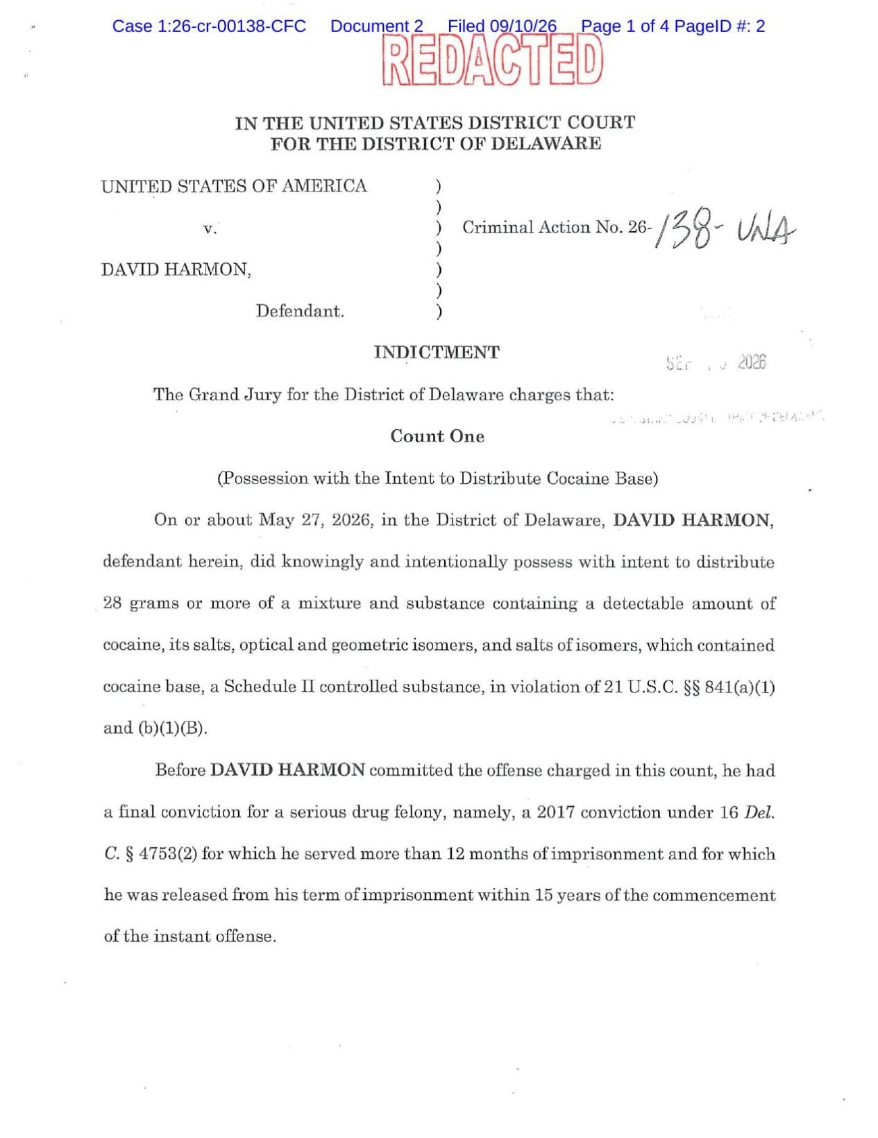 David Harmon v United States of America