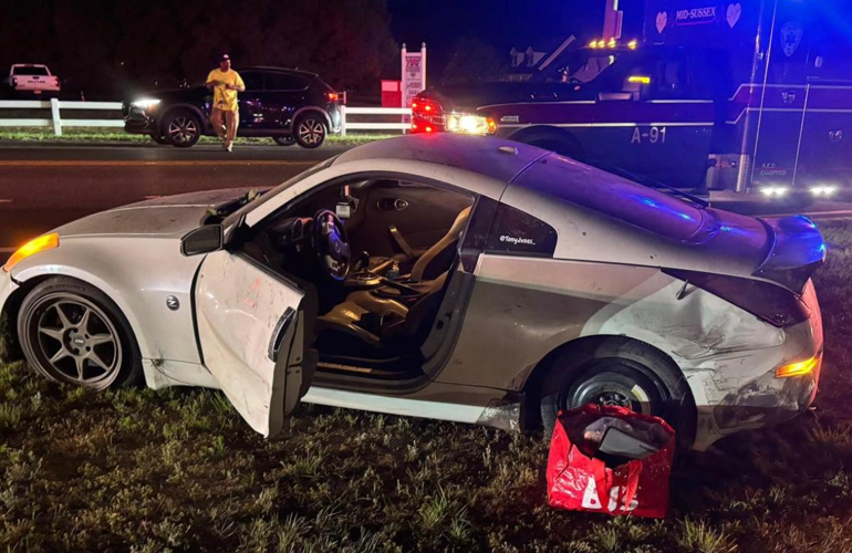 Both cars came to rest on the eastbound shoulder and grassy area.
