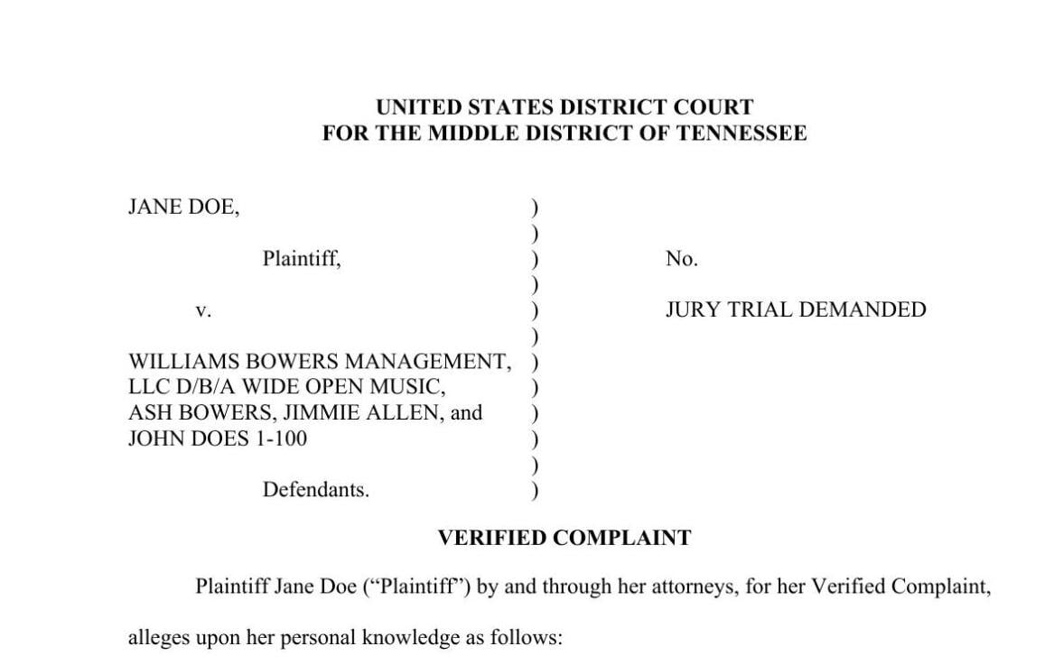Jimmie Allen Court Documents