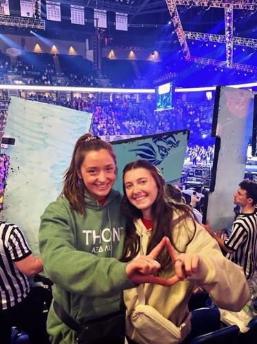 Lauren Treacy, marathon participant, with her sorority sister