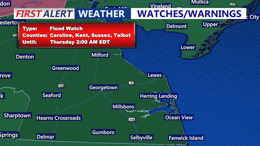 Showers and storms to bring flood risk to Sussex County through ...