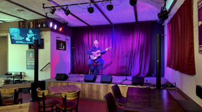 Cullen playing on stage