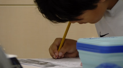 Student working.