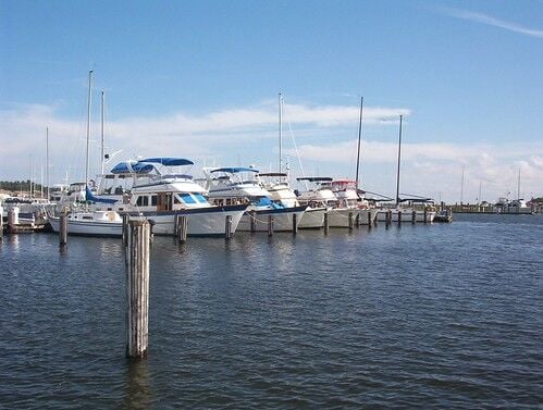 An image of a bulkhead at Somers Cove Marina in Crisfield, MD.