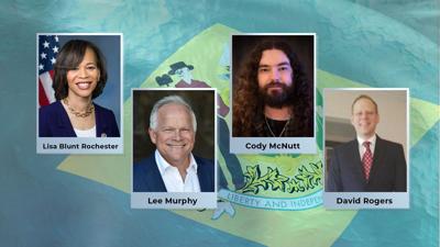 Incumbent Democrat Lisa Blunt Rochester, Republican candidate Lee Murphy, Libertarian candidate Cody McNutt, and Non-Partisan candidate David Rogers