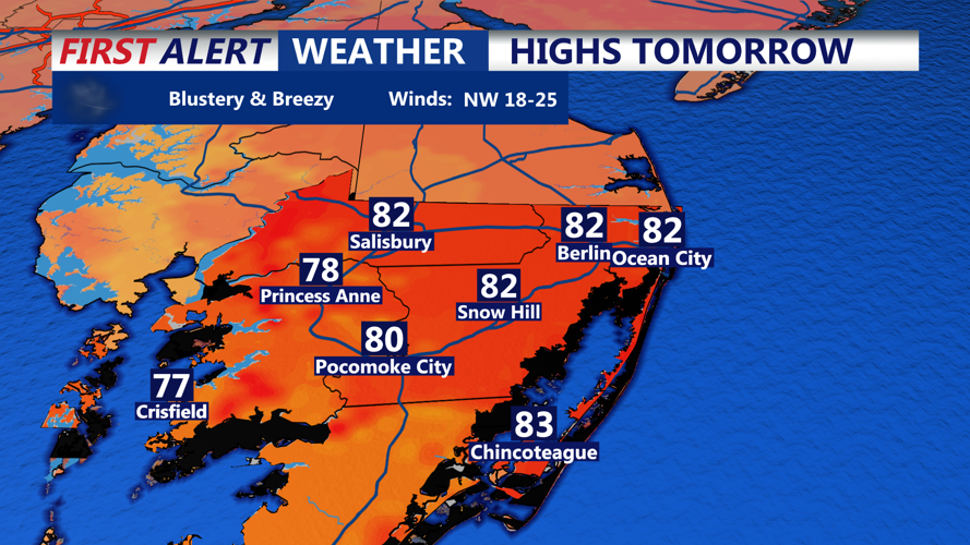 HIGHS TOMORROW - OCEAN CITY